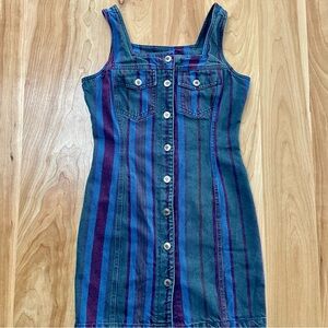 Tickets 90s Vintage Striped Jean Button-up Dress